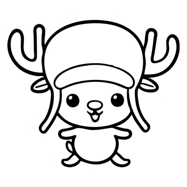 Tony Tony Chopper with pink hat, blue nose, reindeer form sticker