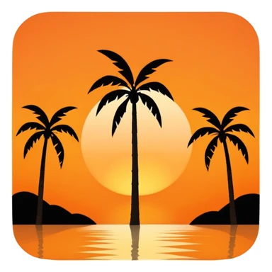 florida plam trees and sunset orange sticker