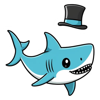 Shark with a top hat sticker