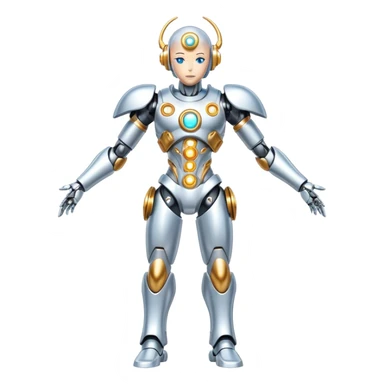 Shiny Futuristic Mechanical Glossy Celestial Godly Divine Metal-Cyborg-Fakemon-Pokemon-Digimon-Spectrobes-fusion, full body sticker