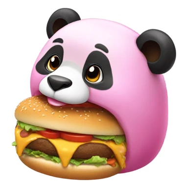 pink panda eating a burger sticker