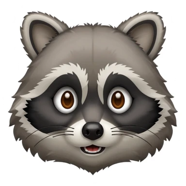 Create emojis from a picture with a raccoon's face. Different emotions, with the addition of paws sticker