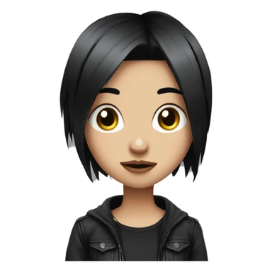 2007 emo girl with black hair and one pink strand grunge style sticker