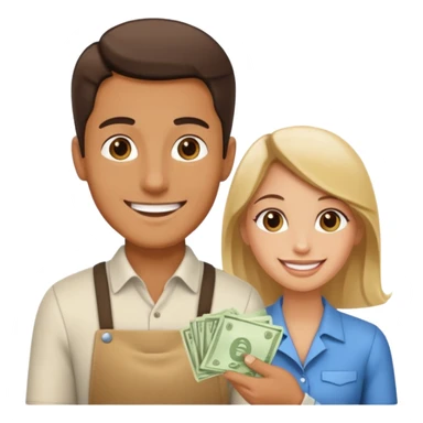 a man handing money to a waitress sticker