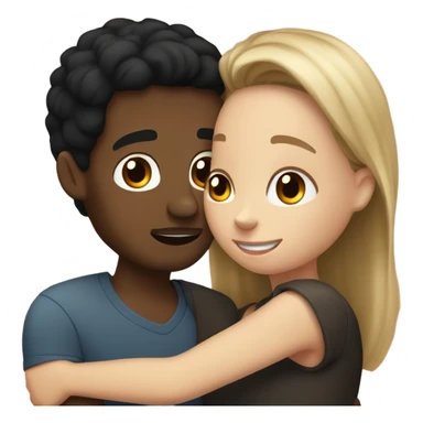 white girl with black hair hugging light brown spanish man  sticker