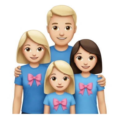 happy white family with one dad, one mom, one blonde girl, and one brunette girl sticker