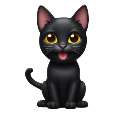 Black cat with tongue out sticker