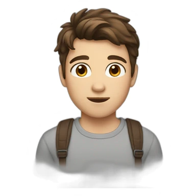 a boy with brown hair and brown eyes sticker