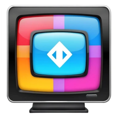 TV with a 2x2 channel grid on the screen, each section showing a unique symbol sticker