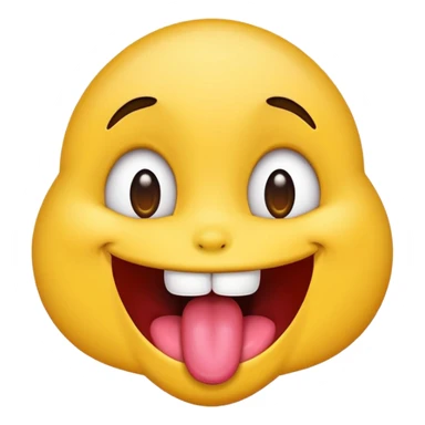 emoji with wide open eyes, big smile, drooling and tongue hanging out, fun and cheeky, bold colors sticker