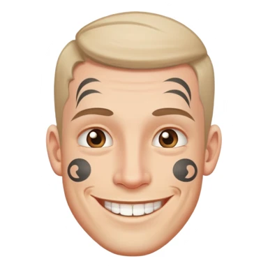 white man with small face tattoo, smiling sticker