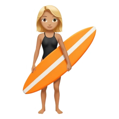 Surfer girl in black swimsuit with orange surfboard sticker