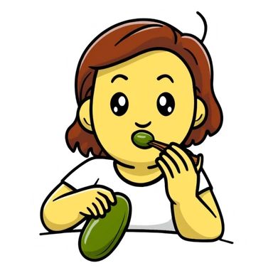 Woman eating whole pickle  sticker