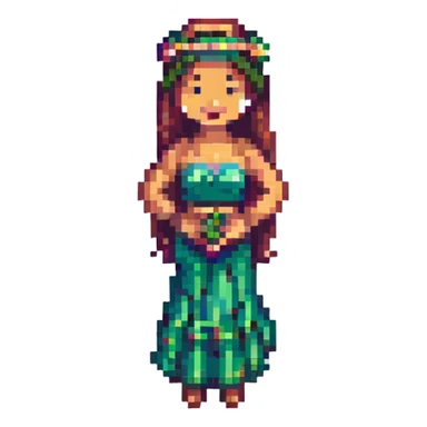 hula dancer, retro and blocky pixel art sticker