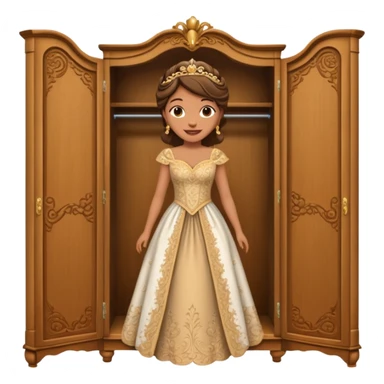 The characters in the fairy tale "Beauty and the Beast" are transformed into a wardrobe lady by magic sticker