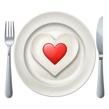 plate with fork on left & knife on right with heart on plate sticker
