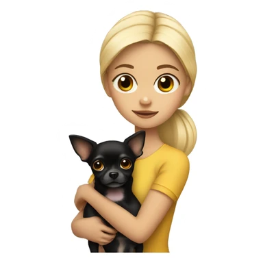 blonde girl with black & dark brown chihuahua in her arms sticker