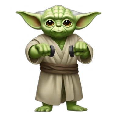 Yoda lifiting weights sticker