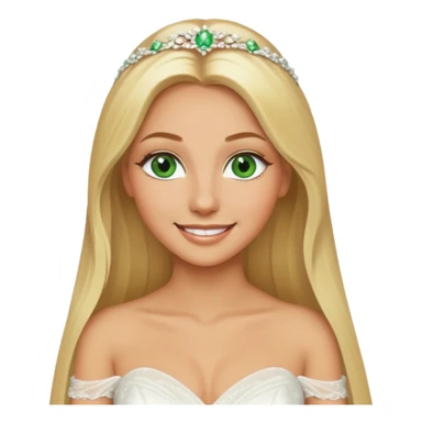 Fille cheuveux blond longt yeux vert  maquiller robe de mariage Métisse chronique sticker