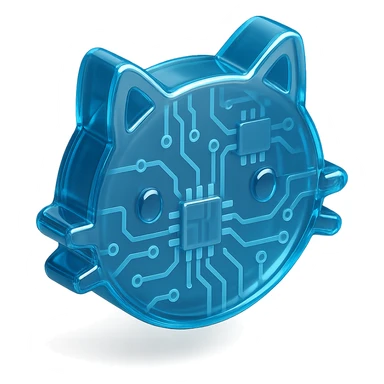 cat icon with glossy circuit style sticker