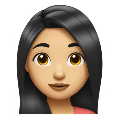 kissy face girl with long black hair sticker