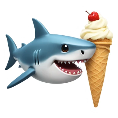 Shark eating ice cream sticker