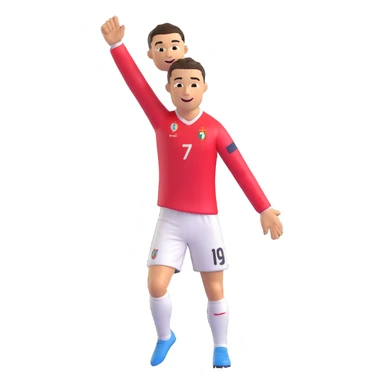 Cristiano Ronaldo inspired emoji, celebrating, in a soccer uniform, energetic pose sticker