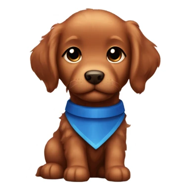 Chibi fluffy dark red retriever puppy with blue collar sticker