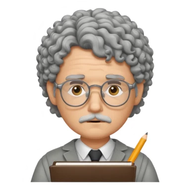 Sad male Writer with curly gray hair and glasses sticker