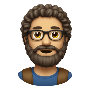 Homme cheveux brun barbe lunette  sticker