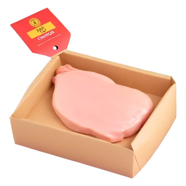 raw chicken breast with packaging sticker
