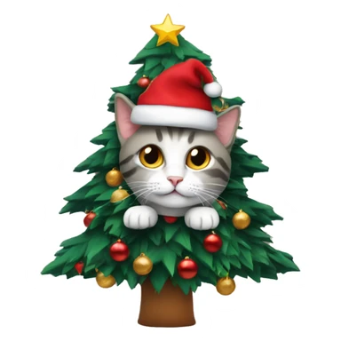 Cat in a Christmas tree sticker