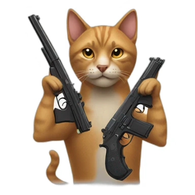 Cat and dog with guns sticker