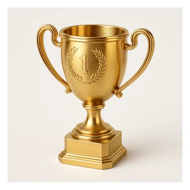 a classic shape gold trophy, shiny and prestigious, gold objects style sticker
