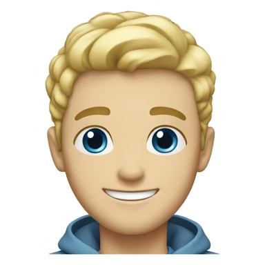 blonde male with short hair, sky blue eyes and big smile sticker