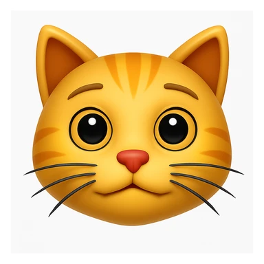 Remove the antenna thing on top of the cat's head. Keep the image exactly the same otherwise. The style is iOS emoji style, 3D, shiny, smooth gradients, soft shadows, realistic cat face, classic emoji look. sticker