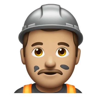 Brown haired construction men with charcoal on the face sticker