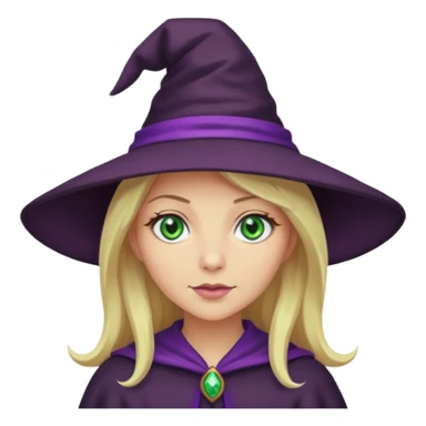 witch in purple hat with blond haircute sticker