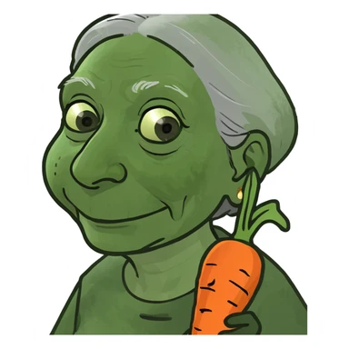 Old lady with a carrot  sticker
