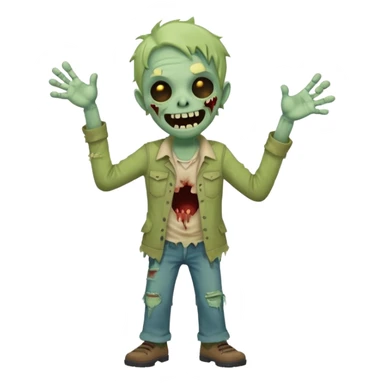 A cute, cheerful zombie is laughing hard, standing up sticker