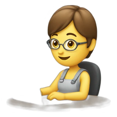 Patty working with laptop sticker