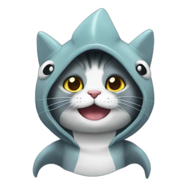 cat wearing shark costume sticker