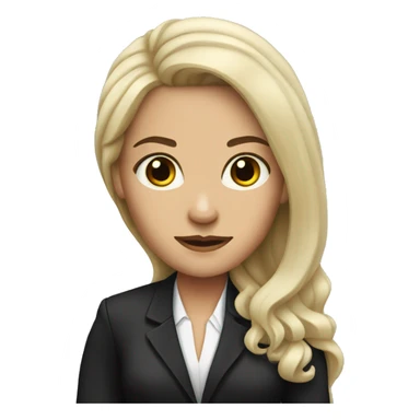 white woman with black long hair with lawyer clothes  sticker