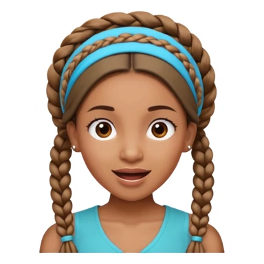 big lose braids starting from the top of the head woman face wiith big visible braids and mono color headband on head excited face and braids as big as headband sticker