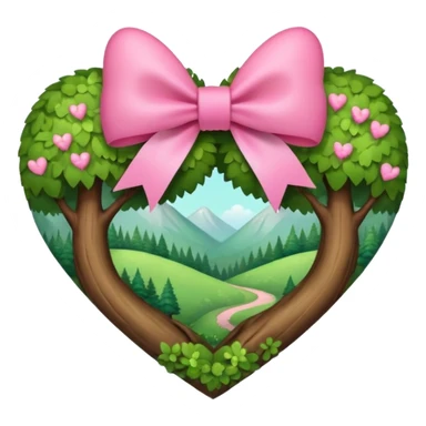 spring forest heart with a pink bow decorated with heart pattern on the bow sticker