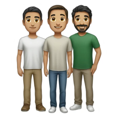 Arab asian and italian male friends standing together sticker