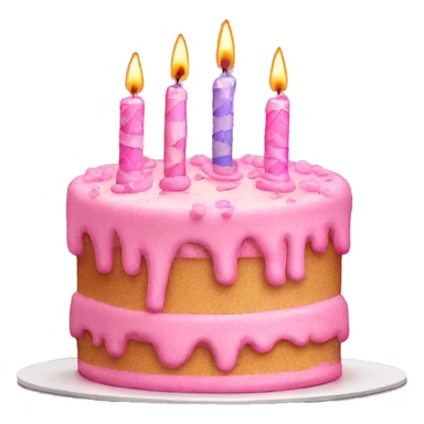pink birthday cake with candles   sticker