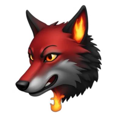 Red black wolf mad face with fire sticker
