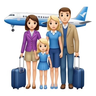 Parents with one daughter boarding plane sticker