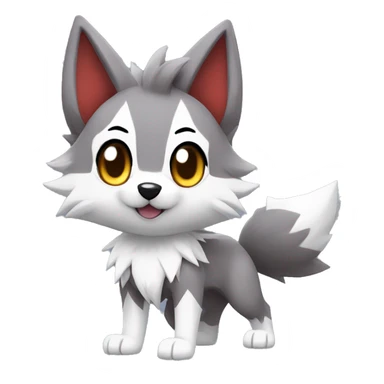 Kawaii Chibi Poochyena-Lycanroc-Pokémon Full Body sticker